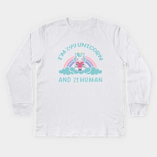 I'm 99% Unicorn And 1% Human Glitter Unicorn Cool Unicorn lover Kids Long Sleeve T-Shirt